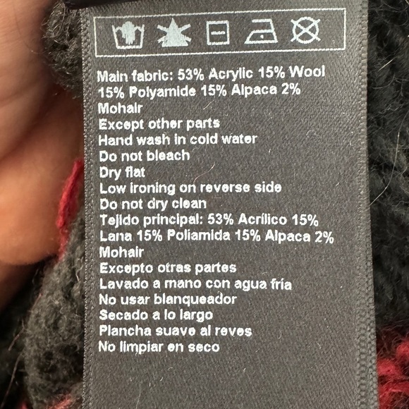 Ba&sh Leo Jacquard Knit Wool Alpaca Mohair Blend Black Red Leopard Sweater S - Picture 15 of 15